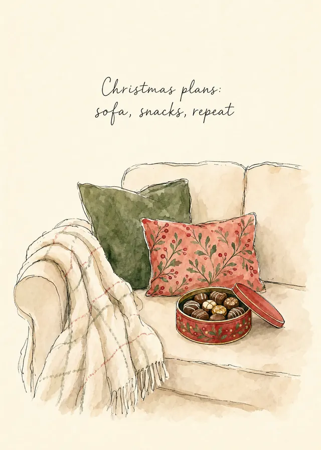 Christmas Plans: Sofa, Snacks, Repeat card