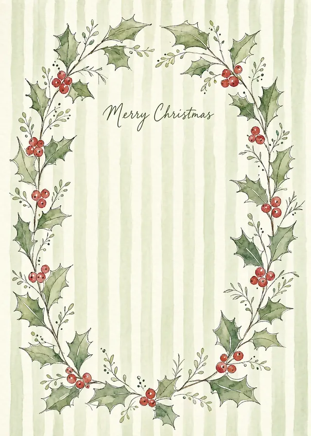Holly Wreath Christmas card