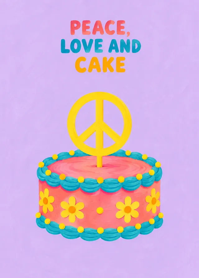 Peace, Love and Cake card