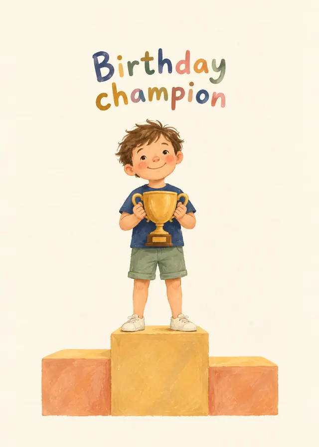 Birthday Champion, Boy card