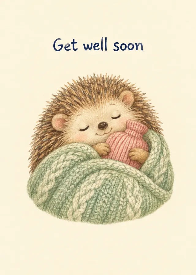 Get Well Soon, Hedgehog card