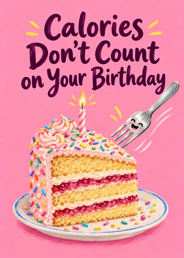 Calories Don't Count on Your Birthday card