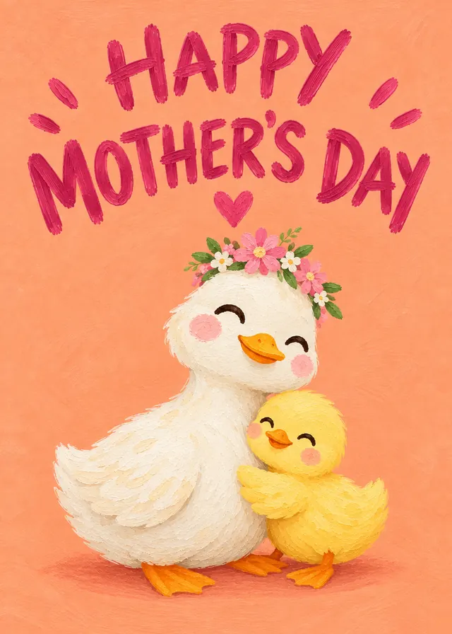 Happy Mother’s Day, Peach Duck card