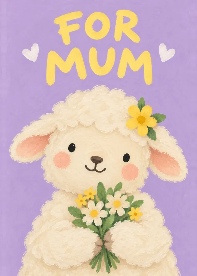 For Mum, Little Lamb card