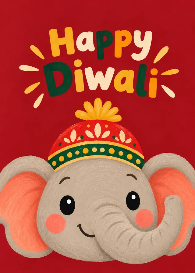 Happy Diwali, Smiling Elephant card