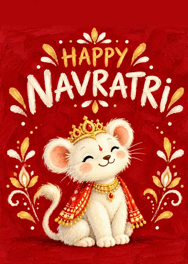 Happy Navratri, Little Lion card