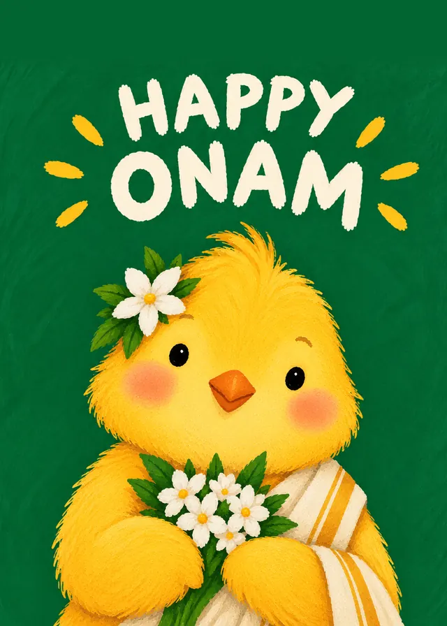 Happy Onam, Little Chick card