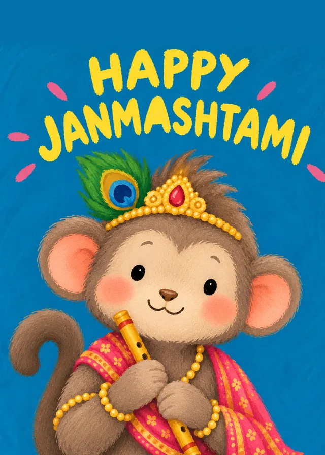 Happy Janmashtami, Little Monkey card
